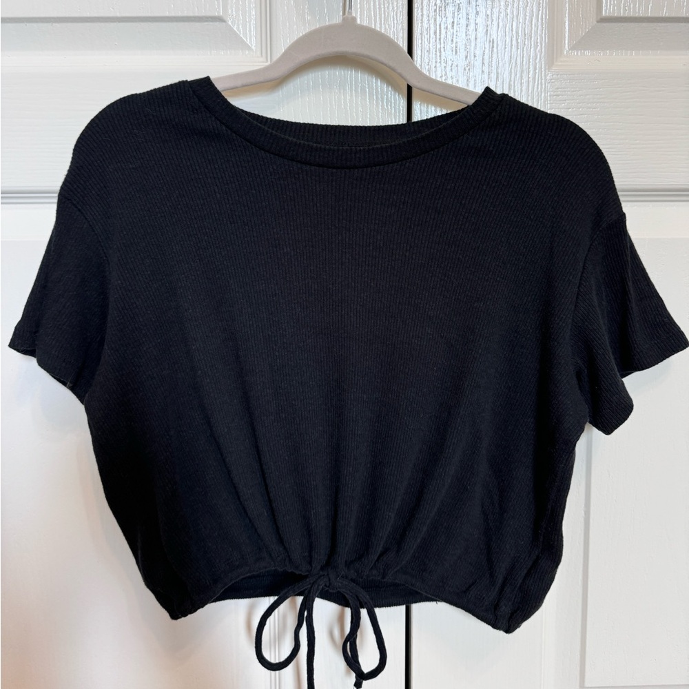 American Eagle Black Basic Top With Adjustable Ci… - image 1